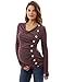 PattyBoutik Mama Cowl Neck Buttons Maternity Tunic Top (Heather Burgundy M)