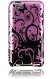 Premium Design Hard Crystal Case Cover for Apple iPod Touch 4G, 4th Generation, 4th Gen – Purple Black Swirls Floral Print