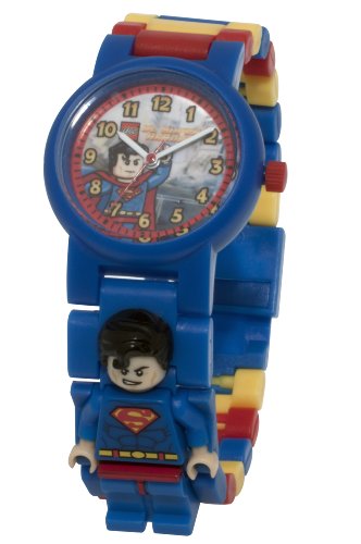 LEGO Kids  DC Universe Super Heroes Superman Plastic Watch with Link Bracelet and Character Figurine