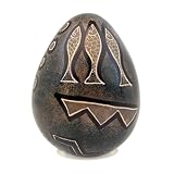 Blue Mudfish Design Stone Egg Sculpture African Art