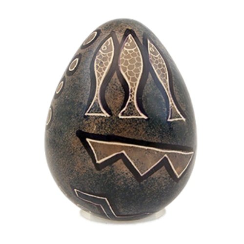 Decorative Egg Blue Mudfish African Art Stone