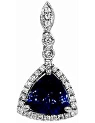 18K White Gold Tanzanite and Diamond Pendant -- LIFETIME WARRANTY