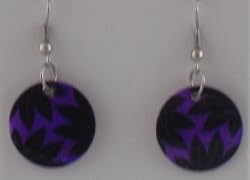 Purple Polished Leaf Design Earrings