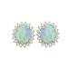 14K Yellow Gold 1/2 ct. Diamond and 2.08 ct. Oval Shaped Opal Fashion Earrings