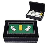 Gold-Back Double 6 Professional Dominos in Stitching Box