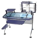 INNOVEX GPC77 Computer Desk, Blue Glass