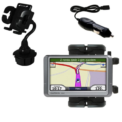 Garmin Nuvi 880 Auto Cup Holder with Car Charger - Uses Gomadic TipExchange