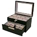Watch Box for 16 Watches Black Matte Finish Metal Accent Glass Window Extra Clearance Large Cushions