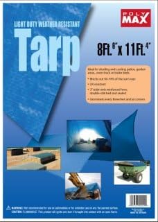 Blue Tarp - Royal Blue Waterproof Poly Tarp with Medium Duty Polyethylene Tarp Cut Size: 9'x12', Finished Size:8'6"x11'4"