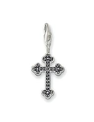 Thomas Sabo Christian Cross Black Charm, Sterling Silver
