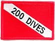 200 Dives Patch Embroidered Iron On Scuba Diving Diver Down Flag Emblem Souvenir