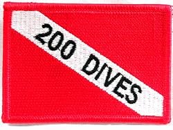 200 Dives Patch Embroidered Iron On Scuba Diving Diver Down Flag Emblem Souvenir
