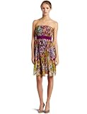 Donna Morgan Womens Strapless Printed Chiffon Dress, Pink Multi, 6