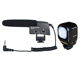 Sennheiser MKE 400 Shotgun Microphone With Polaroid Studio Series Camcorder Video Light Includes Mounting Bracket