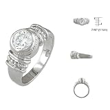 Sterling Silver Platinum Finish Bezel Set Brilliant CZ Engagement Ring Size: 6