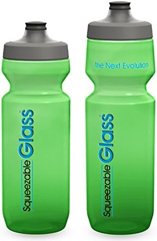 Squeezable Glass 2-pack Signature Translucent Green Water Bottles, Includes 1 -22 oz. & 1 - 26 oz