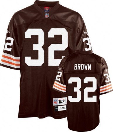 Reebok Jim Brown Cleveland Browns Premier Tackle Twill Retired Player Jersey - Brown (Small)