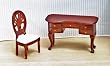 Dollhouse Miniature Cherry Ladies Desk and Chair