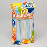 150ct Flex Straws W/stripes