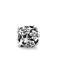 Novobeads Cherry Blossoms Sterling Silver Charm Bead - Made in USA w imported materials - Fits all major bead bracelets