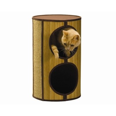 Bamboo Two Story Kitty Condo with Scratch Pad