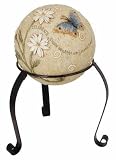 Daisy/Butterfly Inspirational Garden Orb Gazing Globe with Iron Stand (7 inch)
