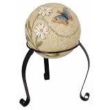 Daisy Butterfly Inspirational Garden Orb Gazing Globe with Iron Stand (7 inch)