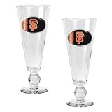 San Francisco Giants Oval Logo 2 Piece Pilsner Glass Set with Baseball on Stem