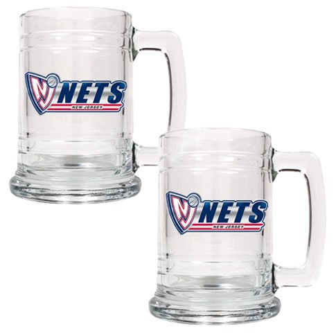 NBA New Jersey Nets Two Piece 15-Ounce Glass Tankard Set