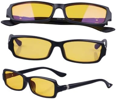 Yellow Lens Gaming Glasses Computer Glasses with Clear Polycarbonate Double Sided Anti-reflective Coating, Scratch Coating and Uv Protection - Plastic Frame