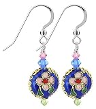 Swarovski Crystal Cloisonne Bead Sterling Silver Leverback 1.5