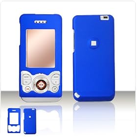 PCMICROSTORE Brand Sony Ericsson W580 S500 Dark Blue Rubberize Texture Snap-On Crystal Case Cover with Removable Swivel Belt Clip