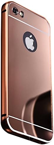 iPhone 5 Case, Luxury Metal Bumper Detachable Mirror Hard Back Case,Ultra Thin Frame with Stylish Miorr Plating 2 inch 1 Design for 4 Inch iPhone 5S,5SE (Rose Gold)