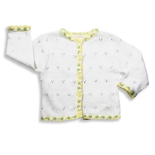 Hartstrings Baby - Infant Girls Long Sleeve Sweater Cardigan, White, Yellow