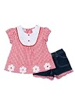 BT Kids Newborn Girls (0-9mo) 2pc red gingham & denim shorts set - button daisy