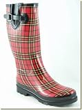 L'Atitude - Women's Scottie Plaid Rain Boots