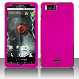 Neon Pink Hard Rubber Snap on Hard Skin Shell Protector Cover Case for Moto ....