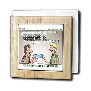 Merit Badge Blue Cards - 6 Inch Tile Napkin Holder by 