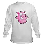 Artsmith, Inc. Long Sleeve T-shirt Pig Cartoon - White, Medium
