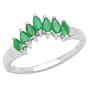 0.70 Carat Genuine Emerald Marquise Silver Ring