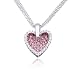 Rhodium Plated Sterling Silver Cubic Zirconia and Rhinestone Heart Necklace, 17 + 2.5