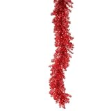 9' Pre-Lit Red Tinsel Christmas Garland - Red Lights