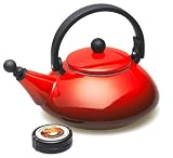 Le Creuset Zen Tea Kettle with free 6 pack of Republic of Tea, Cherry Red