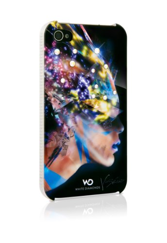 White Diamonds 1110NAF6 Design Protective Case made with Real SWAROVSKI Crystals for iPhone 4/4S - 1 Pack - Retail Packaging - Black