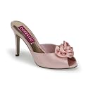 ROSA-01, Satin Mules mit Blumenapplikation Pink