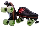 Vanilla Brass Knuckle 2.0 Black Boots with Sure Grip Invader Plates with DA45 Trucks Atom Poison Slim Wheels Bones Reds Bearings and Adjustable Toe Stops Roller Derby Mens Boys Ladies Womens Girls Kids Speed Skates