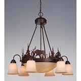 Yellowstone Indoor - 9 Light Rustic Chandelier Fixture Pendant Lighting Fixture - Bronze - B2824