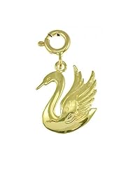 Dazzlers Solid 14k Gold Swan Charm Pendant Available in three colors from jewelsberry (weights: 1.1 grams only)