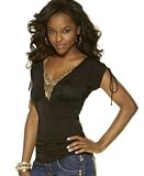 Baby Phat Plus Size Cap-Sleeve Sequined V-Neck Top
