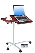 Mobile Laptop Desk-Sturdy Steel Frame-Mahogany Grain/Silver (Mahogany/Silver) (30" to 47"H x 32"W x 17"D)